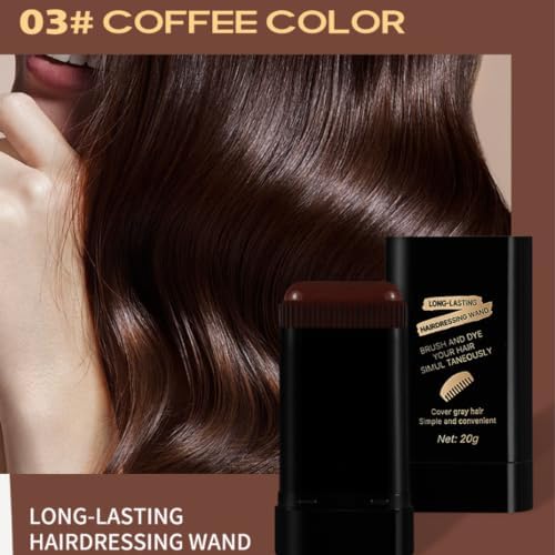 Temporary Hair Dye Stick With Comb, Coffee Brown Root Touch Up, 20 g