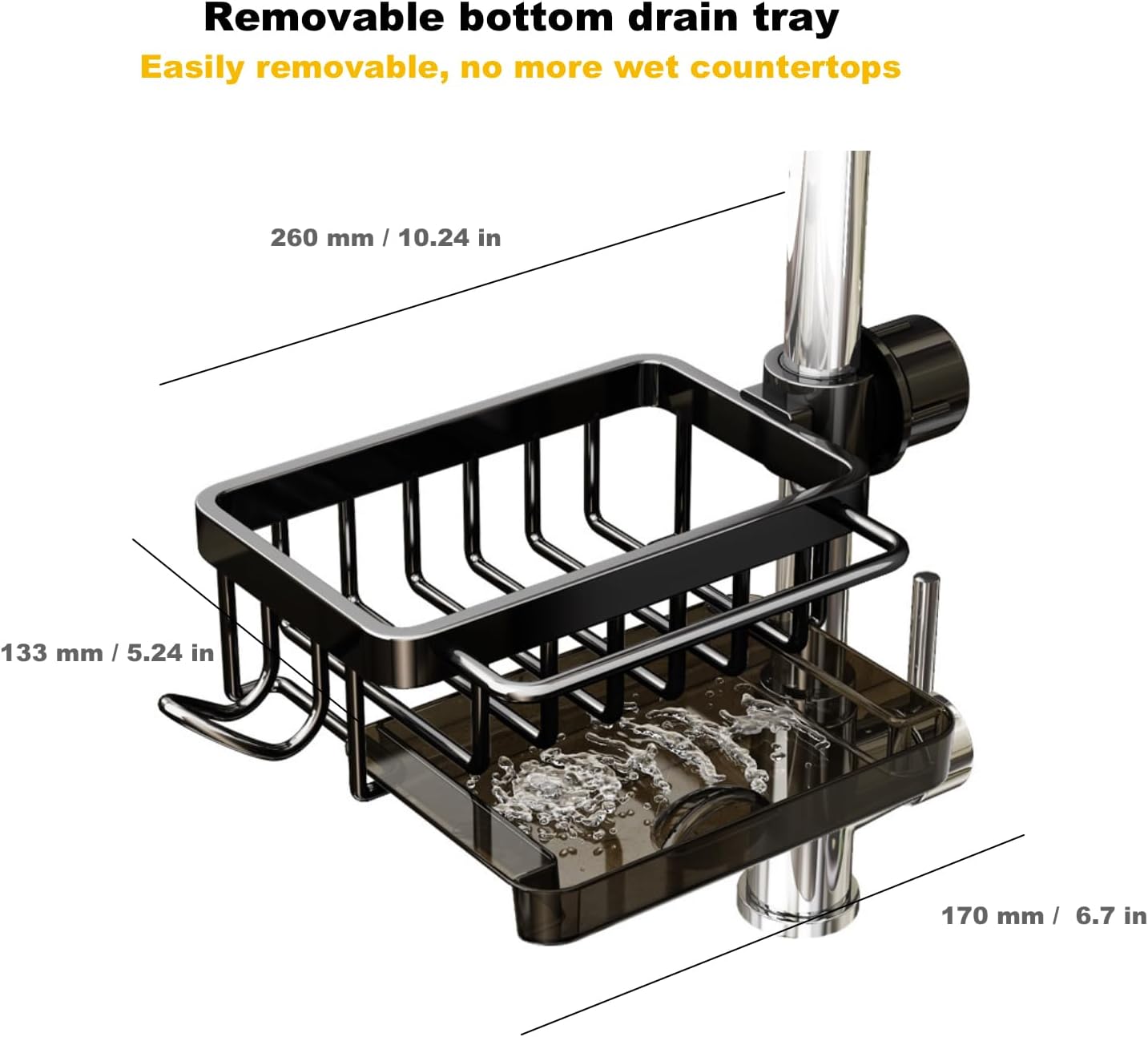 Sink Organizer Rack,Hanging Faucet Drain Rack with Drip Tray