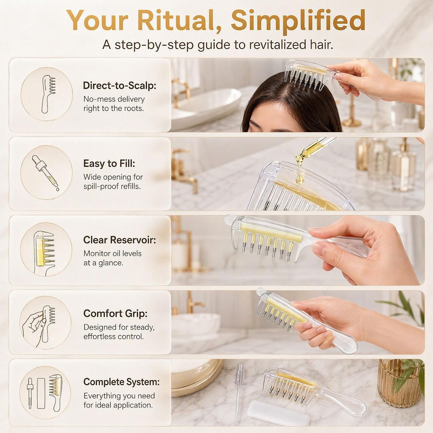Rio Scalp Serum Comb, Hair Oil/Serum Applicator.