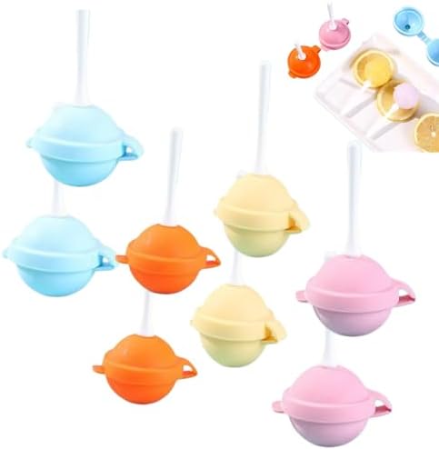 8pc Colorful Silicone Lollipop Moulds with Sticks&Lids,Reusable Pop Ice Mold Popsicle Maker for Ice Cream,Chocolate,andHomemade Desserts,Ice Lolly Moulds,Homemade Popsicle Molds for Summer,Easy Clean