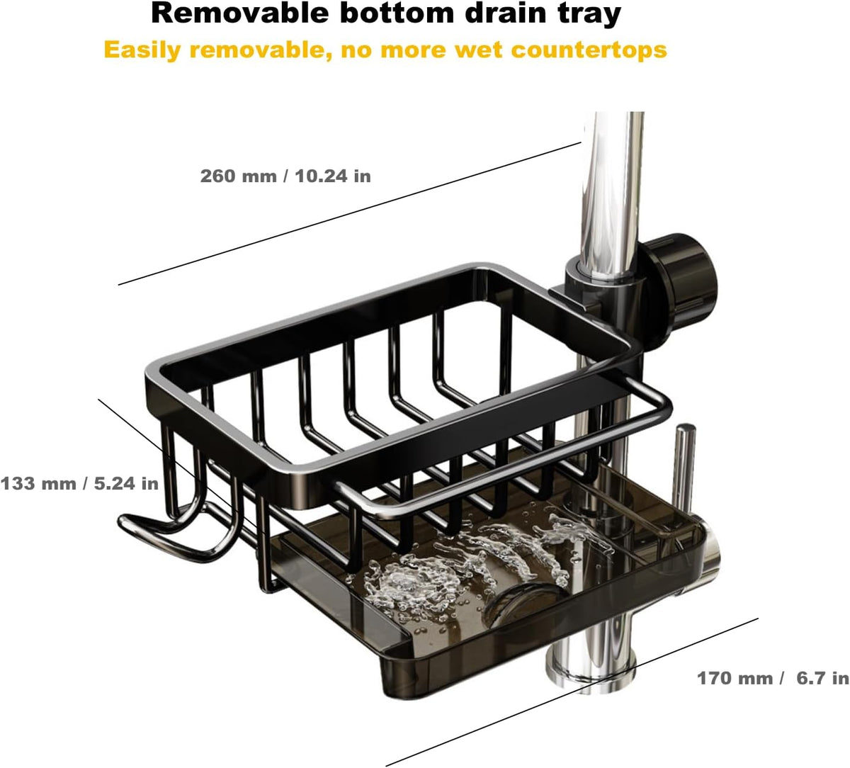 Sink Organizer Rack,Hanging Faucet Drain Rack with Drip Tray