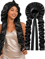 Double Layer Slik Like Satin Bonnet, 33-43" XL Bonnet for Braids Long Hair | Samurai Wrap Sleeping Cap Heatless Curl Bonnet for Long Hair, Braids, Locs, Dreadlocks, Boho