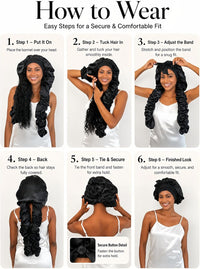 Double Layer Slik Like Satin Bonnet, 33-43" XL Bonnet for Braids Long Hair | Samurai Wrap Sleeping Cap Heatless Curl Bonnet for Long Hair, Braids, Locs, Dreadlocks, Boho