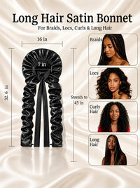 Double Layer Slik Like Satin Bonnet, 33-43" XL Bonnet for Braids Long Hair | Samurai Wrap Sleeping Cap Heatless Curl Bonnet for Long Hair, Braids, Locs, Dreadlocks, Boho
