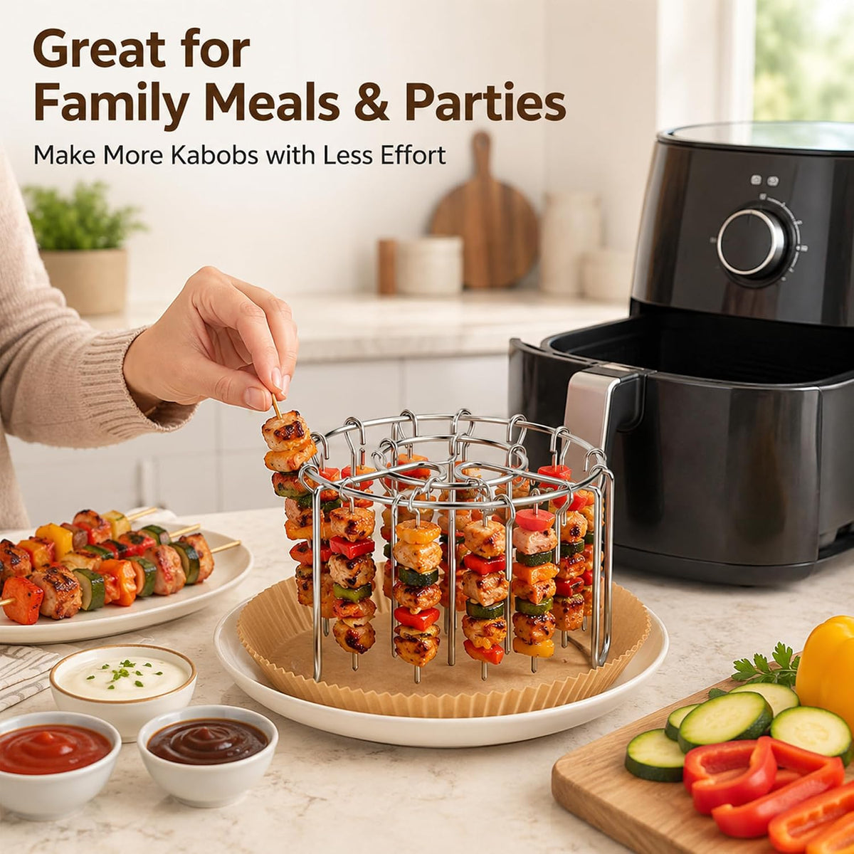 Rio Air Fryer Skewer Rack Set with 12,24 And 48 Skewers