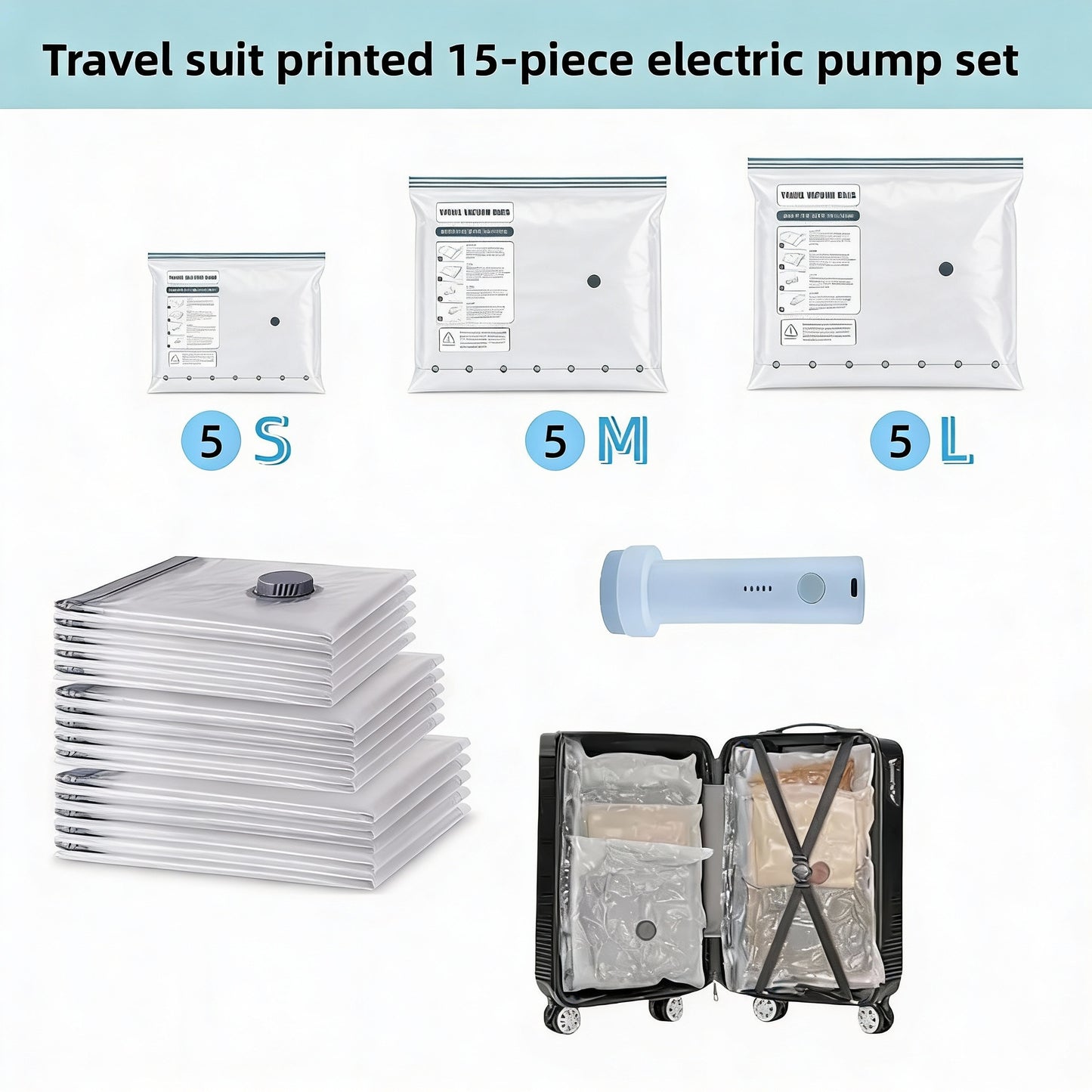 Rio Luggage Organizer Bags and Electric Pump.
