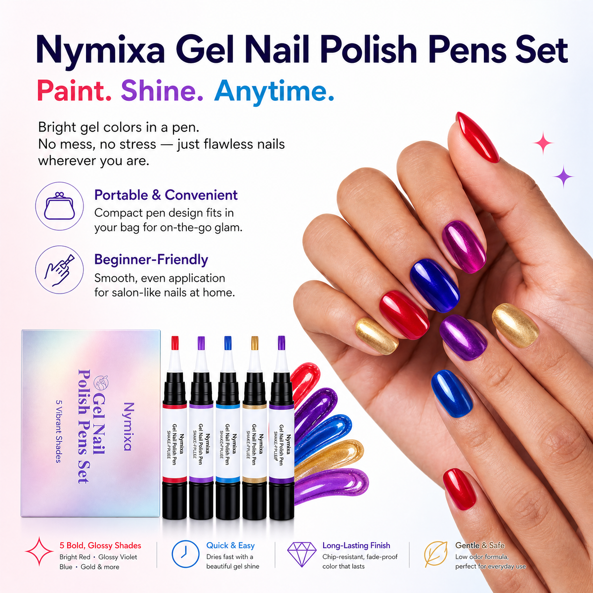 Rio Nymixa Gel Nail Polish 6 Pens Set.