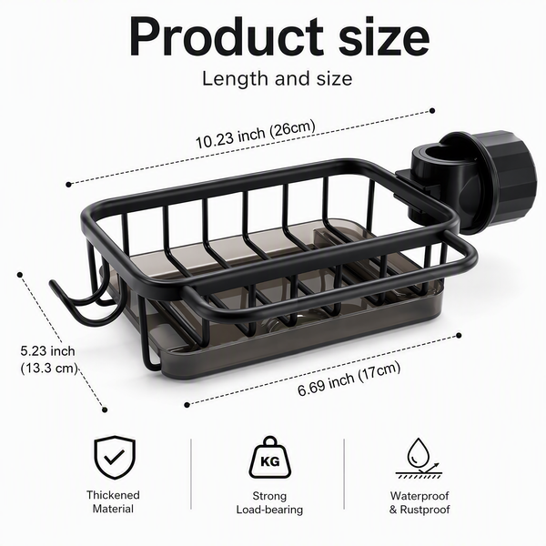 Rio Sink Organizer Rack,Hanging Faucet Drain Rack with Drip Tray.