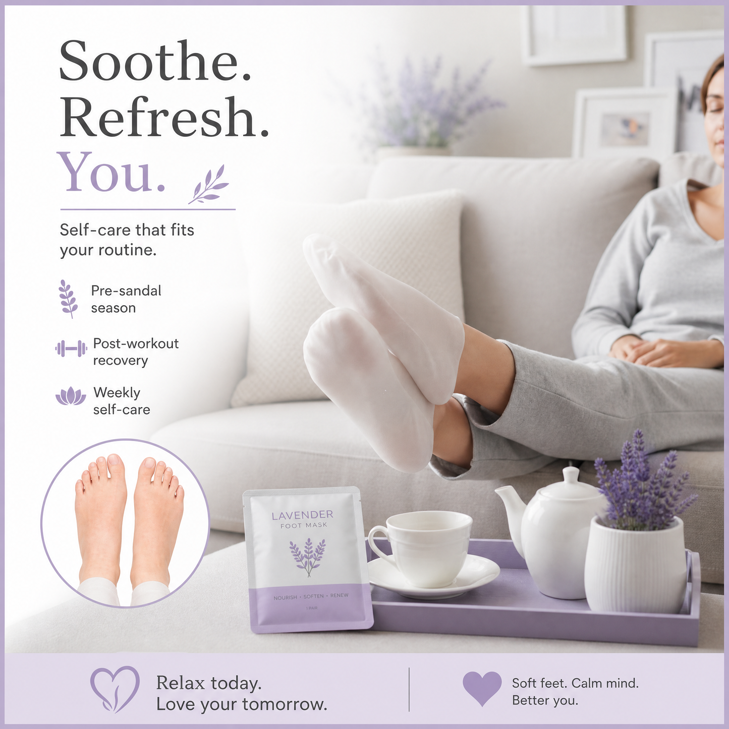 Rio Exploiting Lavender Foot Peel Mask For -Men and Women, 5 & 2 pair pack