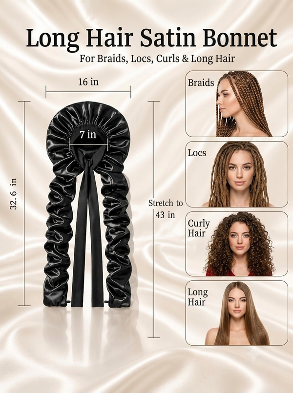Rio Double Layer Satin Bonnet For Long Hair.