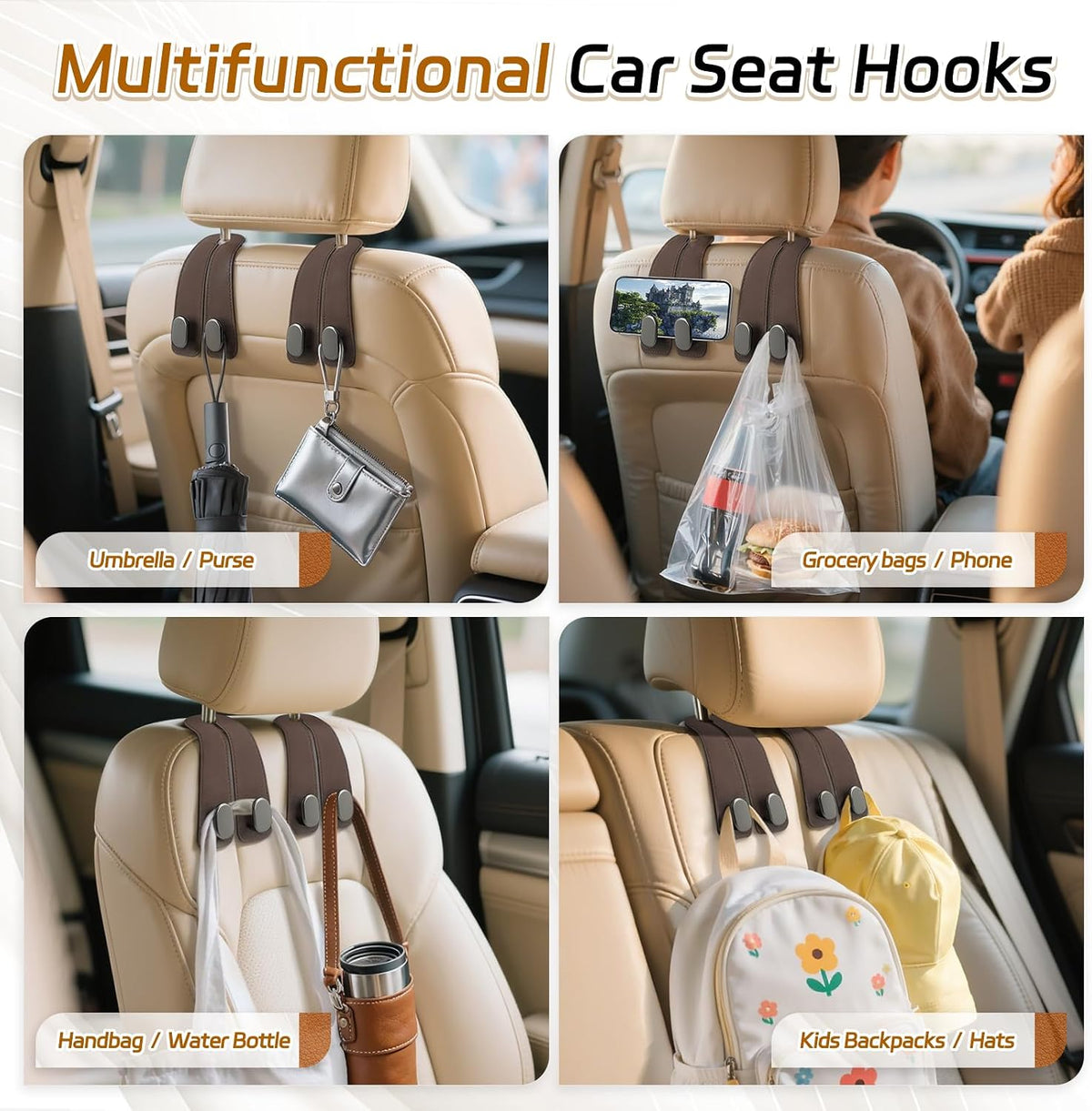 Rio Car Seat Headrest Alloy Hooks.