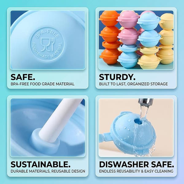 Rio Reusable Silicone Ice Pop Moulds with Sticks&Lids.