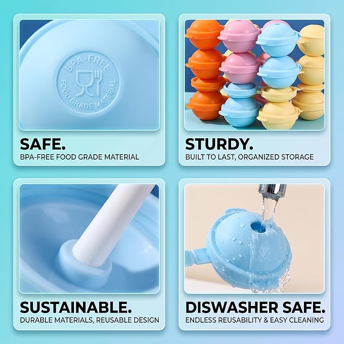 Rio Reusable Silicone Ice Pop Moulds with Sticks&Lids.